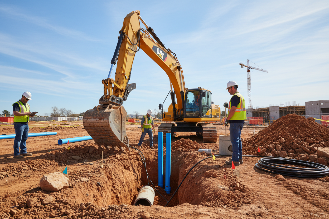 excavation contractor installing utlities